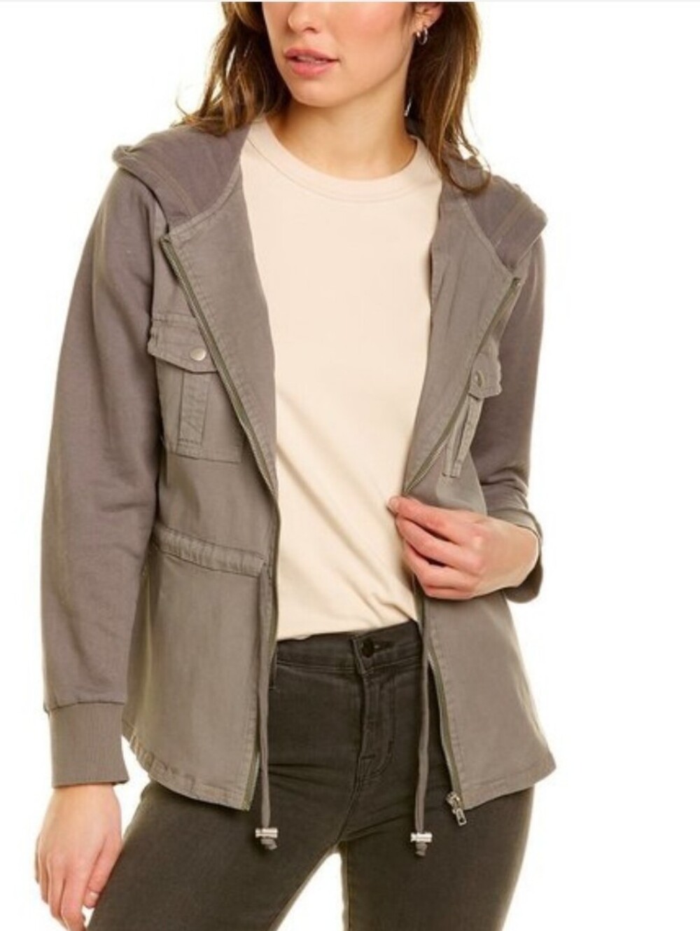 CHASER Stretch Twill Utility Hooded Jacket Coat Green Small